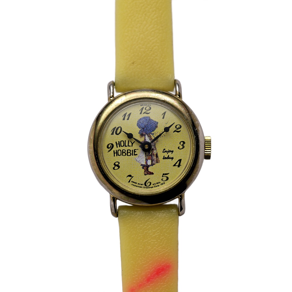 Holly Hobbie 1972 Vintage Ladies Cream Colored Wrist Watch Bradley Swiss 27mm